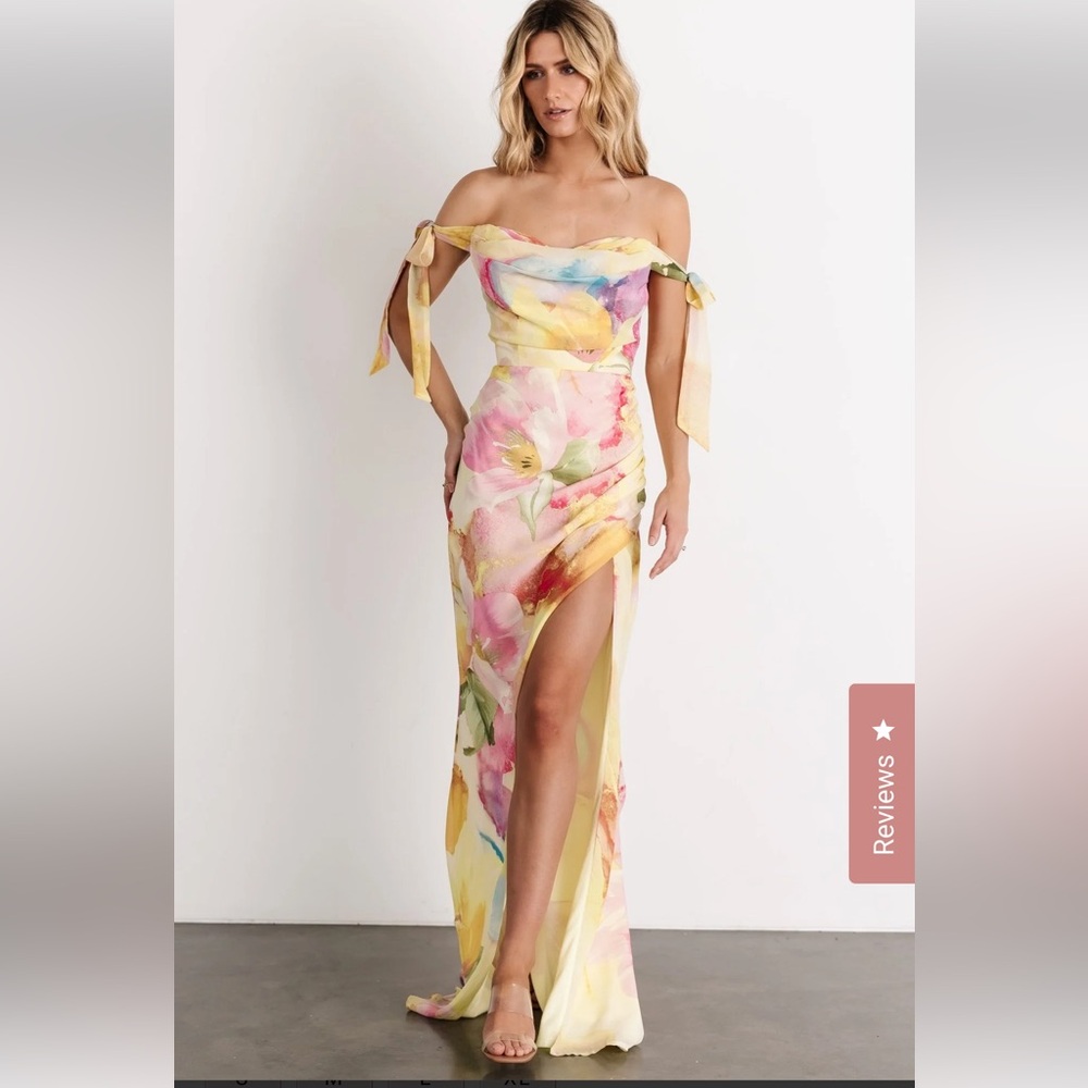 Baltic Born Floral Off-Shoulder Maxi Dress - Yellow and Pink